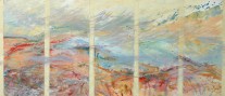 Seascape Scroll #3  |  19″ x 46″  |  Acrylic & Oil on Canvas